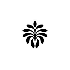 Minimalist Black Plant Silhouette Logo on Cream Background