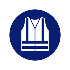 classic safety vest hi vis viz clothing required work site symbol sign in blue circle symbol vector isolated on transparent background © Marty's Art