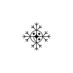 Minimalist Snowflake Logo Design with Stars - Winter Symbol
