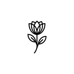 Minimalist Line Art Flower: Geometric Floral Illustration on White