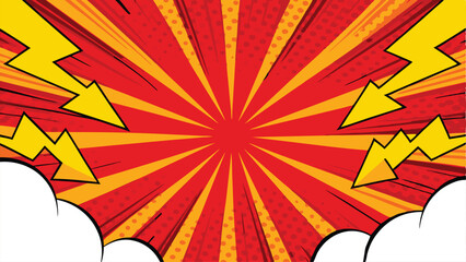 Comic Book Explosion Red Yellow Dynamic Action Power Speed Burst