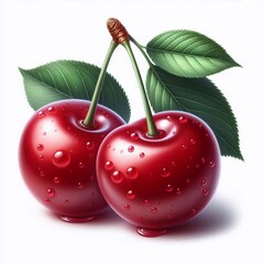 two cherries in drops of water