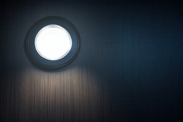 Bright Round Ceiling Light on a Textured Dark Wall Background