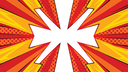 Comic Book Style Explosion Background, Pop Art Design, Red, Orange, Yellow