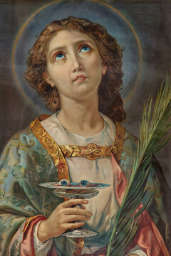 Painting of Saint Lucy or Sainte Lucie. Saint of the Roman Catholic Church. .