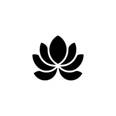 Minimalist Black Lotus Flower Icon on Light Gray Background