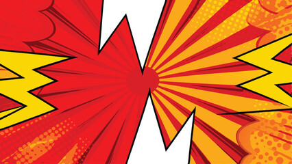Comic Book Explosion Graphic Design Red, Yellow, Action, Power, Boom, Bang, Impact, Dynamic, Energy,