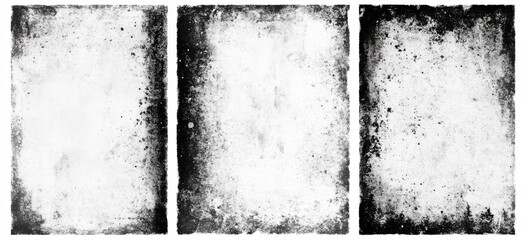Set of 3 transparent vector grunge abstract dirty background textures with dust overlay. Place artwork over any image to make distressed effect