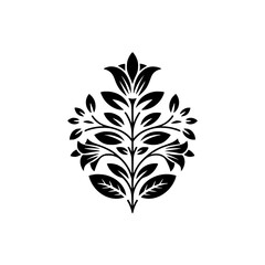 Elegant Black Floral Design on White: Minimalist Style Logo Icon