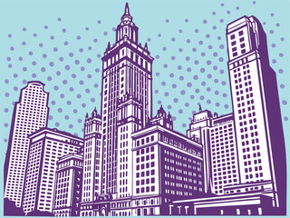 Fototapeta premium Warsaw Skyline Palace of Culture and Science, Cityscape, Architecture