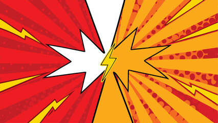 Clashing Comic Book Colors Red versus Orange, Action Explodes