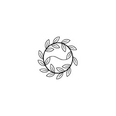 Minimalist Leaf Wreath Logo Design on White Background