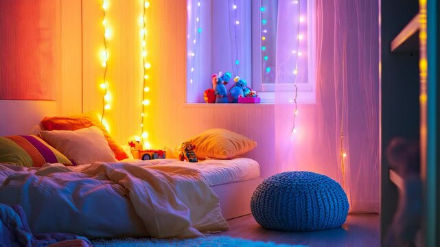 Beautiful children's room with a teepee. Selective focus. dizain.