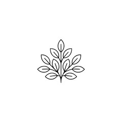 Minimalist Foliage Line Art Logo on White Background