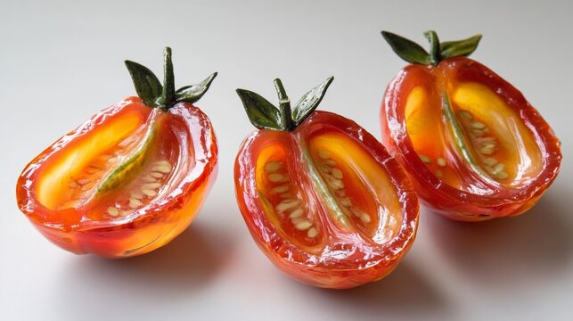 freshly halved cherry tomatoes as a healthy snack