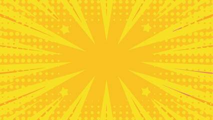 Fototapeta premium Dynamic Yellow Comic Book Pop Art Sunburst Background Design
