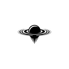 Minimalist Saturn-Like Planet Icon, Black & White Design