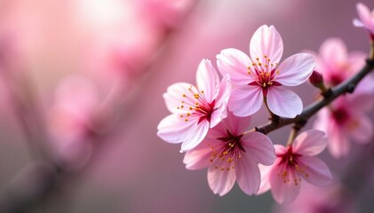 Fototapeta premium Delicate pink sakura blossoms, soft petals, gentle branches , blossom, oriental