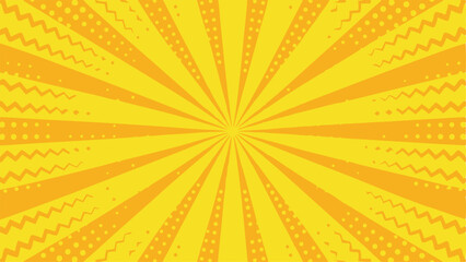Bright Yellow Sunburst Pop Art Background Design Pattern