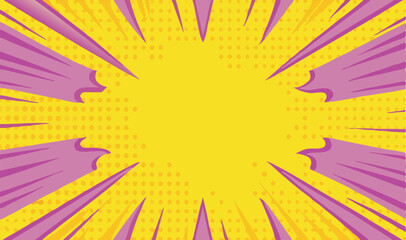 Obraz premium Comic Book Pop Art Yellow Purple Explosion Background Design