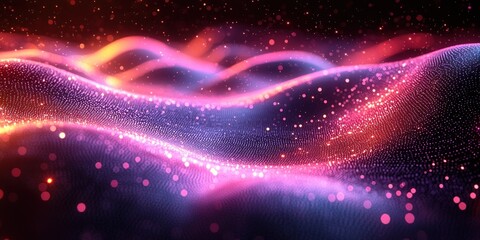 Fototapeta premium Futuristic Digital Wave Background Abstract Technology Illustration Neon Light Effects Smooth Curves Motion Energy Particle Pattern