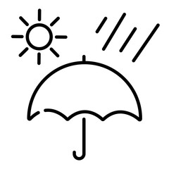 シンプルな晴雨兼用の傘のイラストアイコン