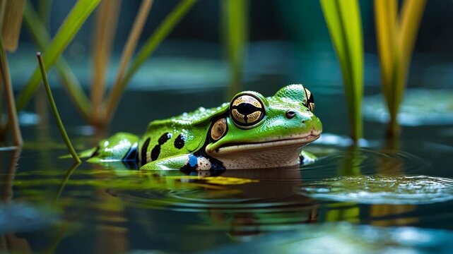 Edible frog, referred to as the common water frog or green frog.