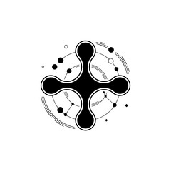 Abstract Geometric Cross Design, Black and White, Tech or Medical Concept
