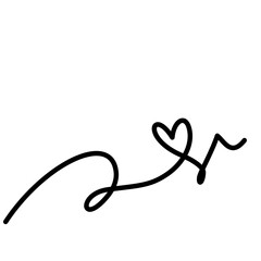 Heart Swirl Line, Hand Drawn Heart Swirl