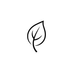 Minimalist Black Leaf Icon on White Background
