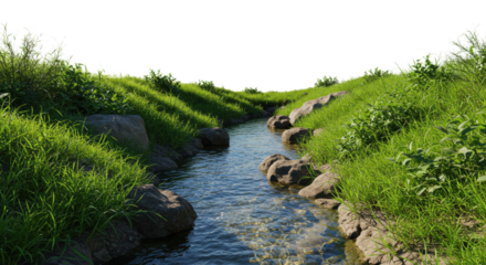 Serene river landscape with lush green banks