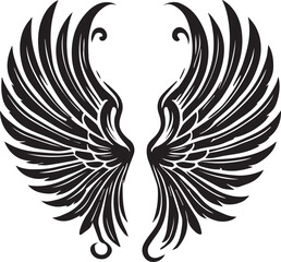 Fototapeta premium black wings vector illustration, wings silhouette vector, wings vector on white background