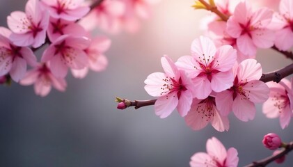 Obraz premium Delicate pink sakura blossoms, soft petals, intricate branches , texture, spring, japanese cherry blossom
