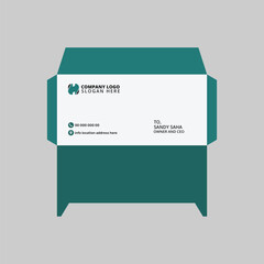 Modern Teal Business Card Envelope Design Template