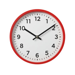 Red wall clock telling time home decor design