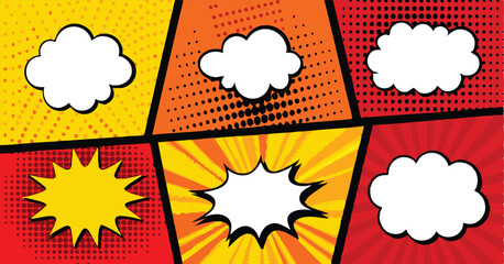 Vibrant Comic Book Pop Art Style Speech Bubbles Background