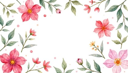 Delicate watercolor floral pattern on white background, background, nature