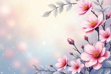 Obraz premium Delicate watercolor floral pattern, pastel hues, soft focus, delicate, watercolor