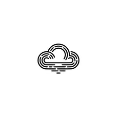 Minimalist Cloud Icon with Concentric Lines: Weather Symbol