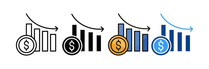 Cost Reduction  Icon Set Multiple Style Collection