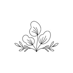 Minimalist Line Art Floral Arrangement, Botanical Design on White
