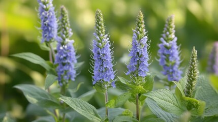 Obraz premium Blooming Veronica Officinalis flower. Shallow depth of field.