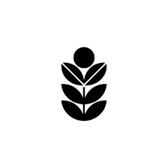 Modern Minimalist Plant Icon, Black Silhouette on White
