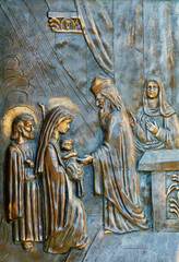 Bronze depicting the presentation of Jesus at the Temple.