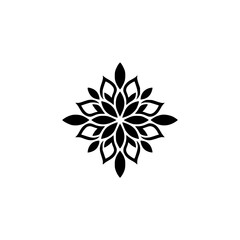 Minimalist Black Floral Mandala on White Background