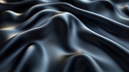Obraz premium Elegant Black Satin Silk Fabric with Soft Waves and Textures Abstract Background