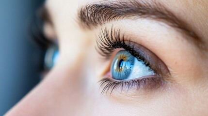 Obraz premium Woman showing her eyelashes before and after lamination procedure, closeup. Collage of photos