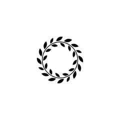 Minimalist Leaf Wreath Design, Decorative Circular Element