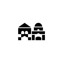 Fototapeta premium Minimalist Black Building Icon Set on White Background