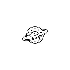 Minimalist Planet Logo Design - Black Outline on White Background
